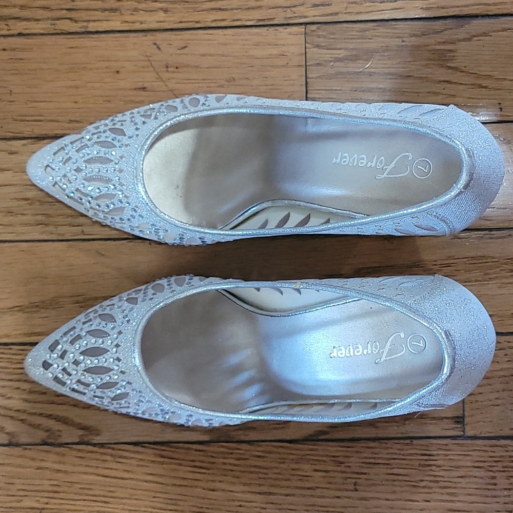 Silver rhinestone Heels